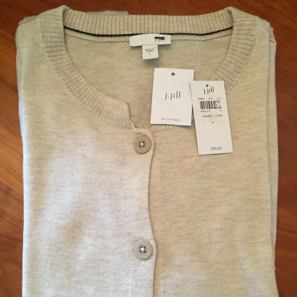 J.Jill  Long Cardigan Sweater Oatmeal Heather - L
